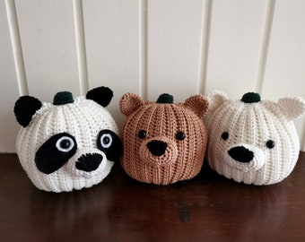 Polar Bear - Panda Bear - Brown Bear - Pumpkin Pals crochet pattern
