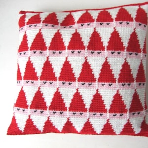 Christmas pillow crochet pattern Santa Claus holiday decor cushion jolly old St Nick tutorial PDF Instant download winter decoration image 1