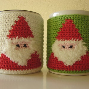 Santa mug cozy crochet pattern Christmas | cup cozy holidays diy cozy | Father Christmas  coffee sleeve Santa Claus winter decoration