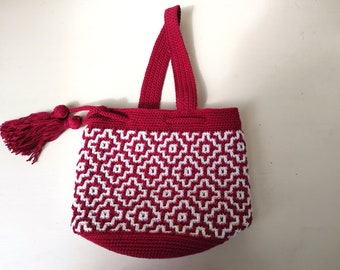 Mosaic Bag Crochet Pattern: Overlay Technique, Drawstring Pouch (PDF Pattern)