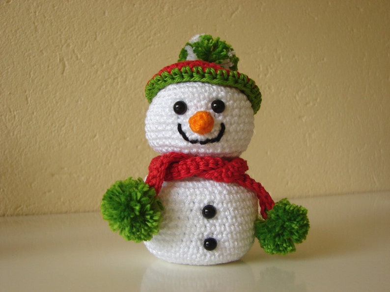 Snowman crochet pattern tree amigurumi snow figure white winter decoration Christmas ornaments doll making diy holiday toy Xmas image 3