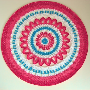 Flaming Flower Mandala Crochet Pattern: Colorful Doily Dreamcatcher (PDF)