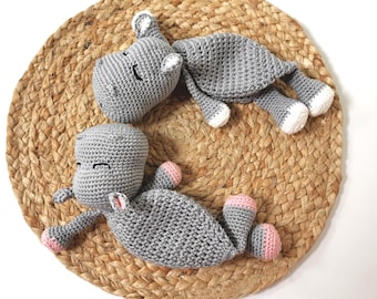 Hippo lovey - snuggler crochet pattern