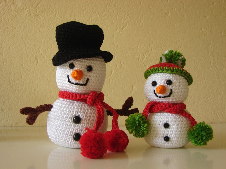 Snowman crochet pattern tree amigurumi snow figure white winter decoration Christmas ornaments doll making diy holiday toy Xmas image 5