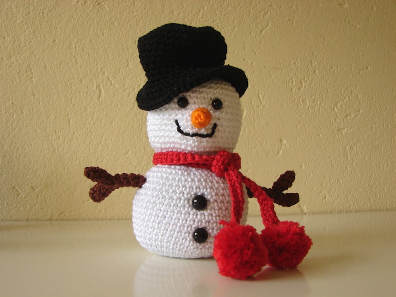 Snowman crochet pattern tree amigurumi snow figure white winter decoration Christmas ornaments doll making diy holiday toy Xmas image 4