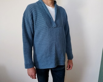 Crochet Sweater pattern for Men, Textured Crochet Sweater MAX, Alpine stitch sweater