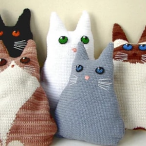 crochet pattern cat pillow kitty cushion black cat tutorial | siamese kitten stuffed animal munchkin | calico cushion home decor tabby main