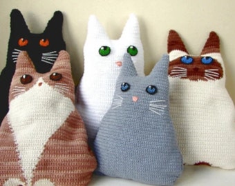 Crochet Cat Pillow Pattern: Siamese, Tabby, Calico (PDF Pattern)