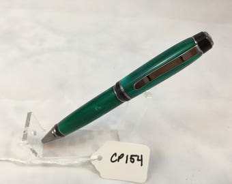 Bolígrafo para puros de acrílico verde oscuro hecho a mano CP154