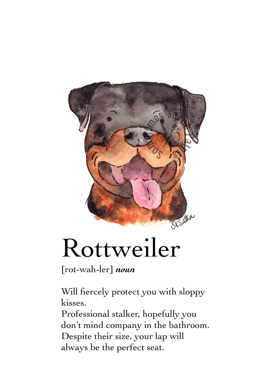 Rottweiler | Rottweiler Illustration | Rottweiler Gifts | Dog Art | Dog ...