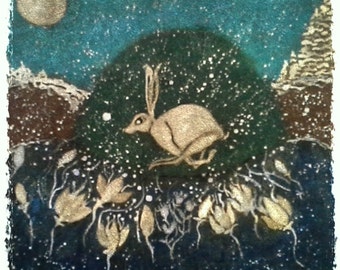 Leaping Hare 5x7 Giclee Print