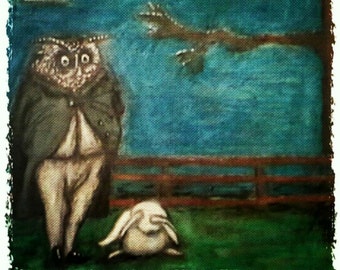 The Rabbit & The Owl 5x7 Giclee Print