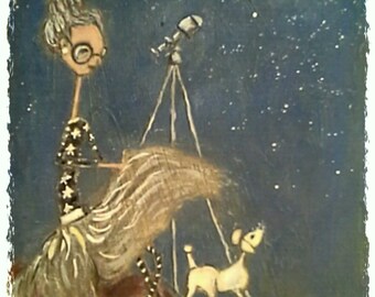 Mrs. Doodle & the Astrology 5x7 Giclee  Print