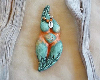 Earth Mother Goddess totem + Gaia + Fertility Goddess statue + midwife doula gift + wall or altar + Sacred Feminine + women's circle