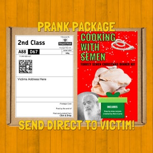Mail Prank - Cooking with Turkey Semengag cadeau/cadeaux drôles de farces inappropriées, envoi 100 % anonyme à un ami/famille/victime, courriel farce.