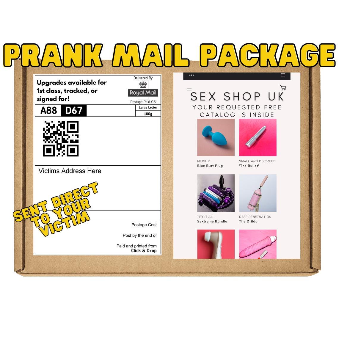 Funny Sex Shop UK Prank Box - Anonymous Gag Gift, Inappropriate Joke Mail for Friends or Family