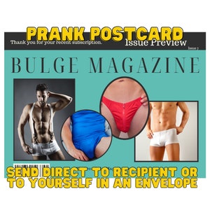 Prank Postcard - Bulge Magazine Preview - Anonymous handwritten gag postcard, sent direct to your 'victim'