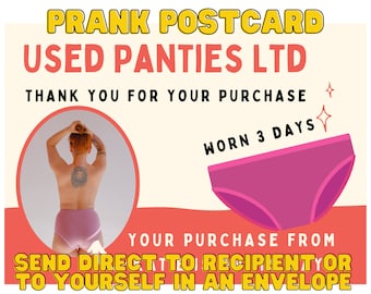 Prank Postcard Used Panties Order Anonymous Handwritten Gag Postcard, Sent  Direct to Your 'victim' 