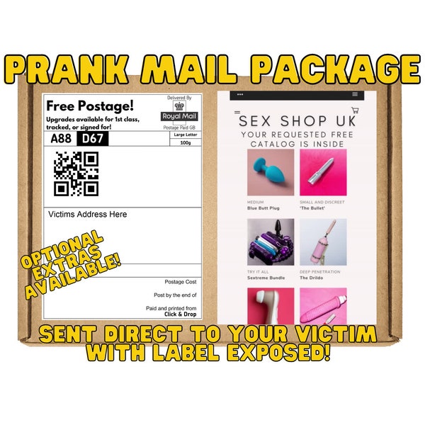 Prank Gift box -  Sex Shop UK. Gag gift/funny inappropriate prank gifts. Send 100% anonymously to friends, family, or victims.