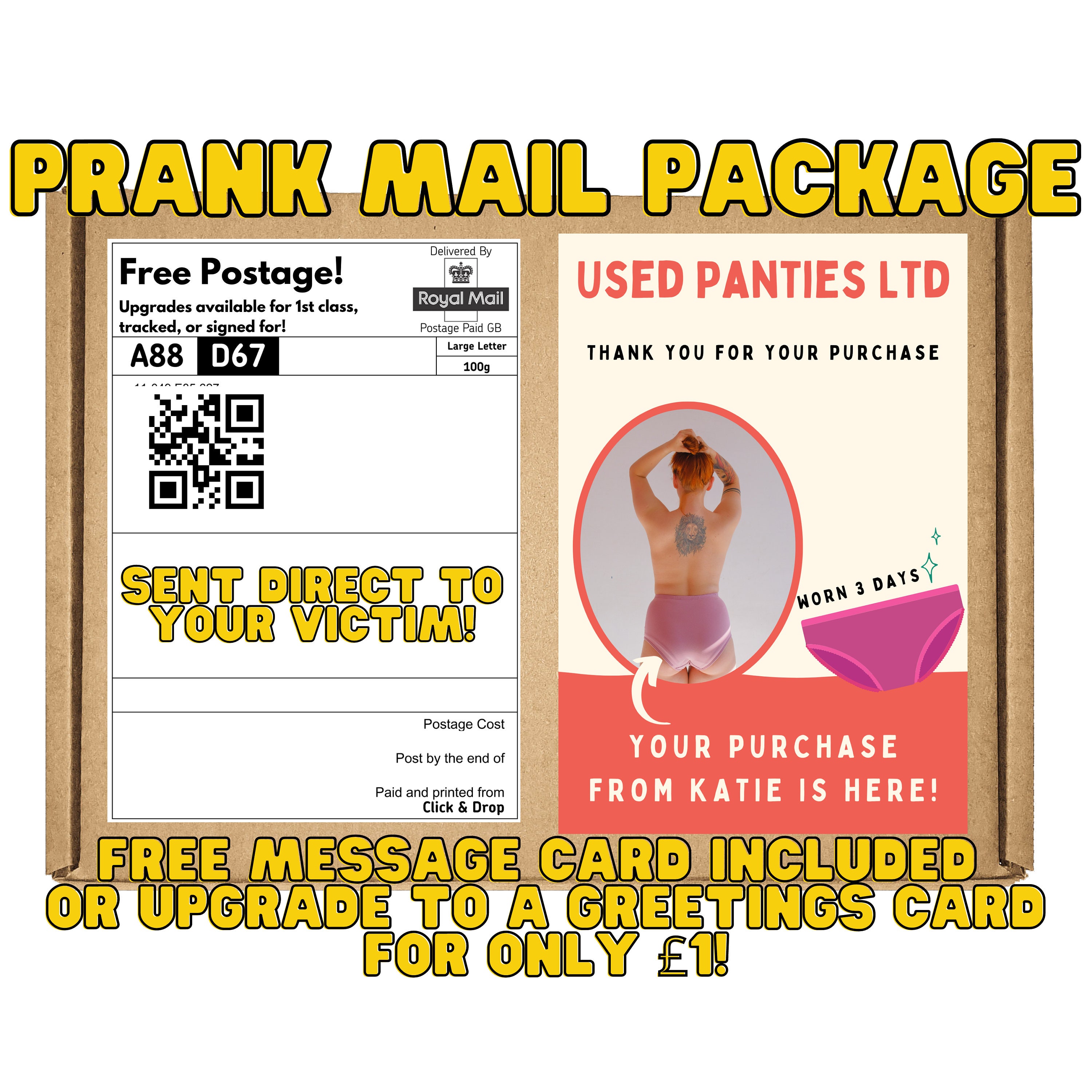 Prank Gift Box Used Panties female. Gag Gift/funny Inappropriate