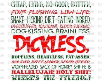 Instant Download SVG & PNG ONLY Cheap, Lying, No-Good, National Lampoon's Christmas Vacation, Clark Freak Out. DreamItCustom.com