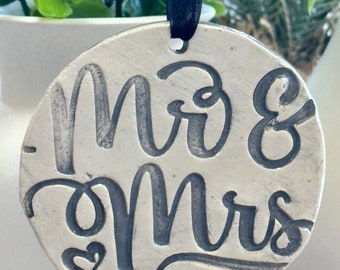 Ornament, Mr. and Mrs. Ornament, Wine Gift Tag, Keepsake Gift Tags and Favors, Wedding and Wedding Shower Gift Tag