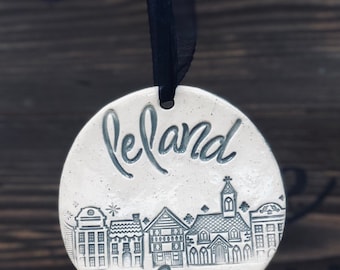 Ornament, Michigan Town Ornament, Wine Gift Tag, Keepsake Gift Tags and Favors, Leland Michigan Ornament