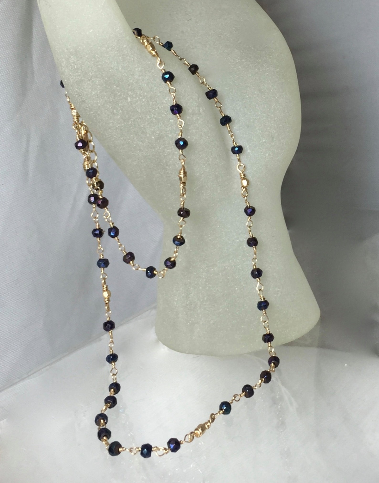 Hermosa 14 k oro delicado lleno de collar de piedras preciosas Etsy