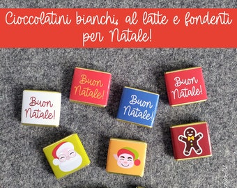 Cioccolatini bianchi, al latte e fondenti per Natale | Scegli il tuo tema e la tua grafica!