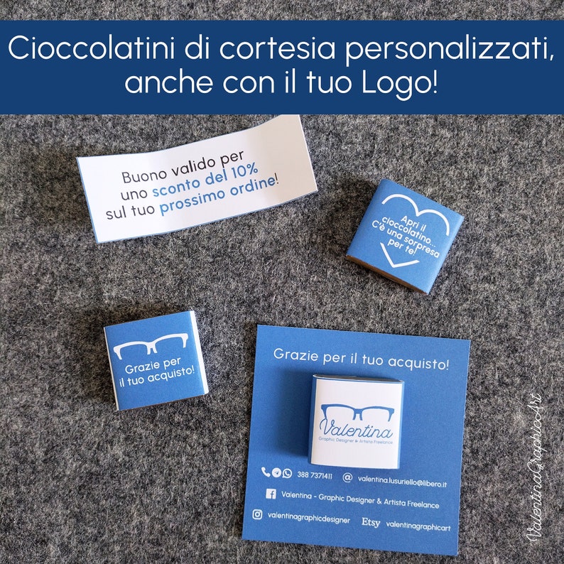 Cioccolatini di cortesia personalizzati, anche con il tuo Logo Scegli il tuo tema e la tua grafica immagine 1