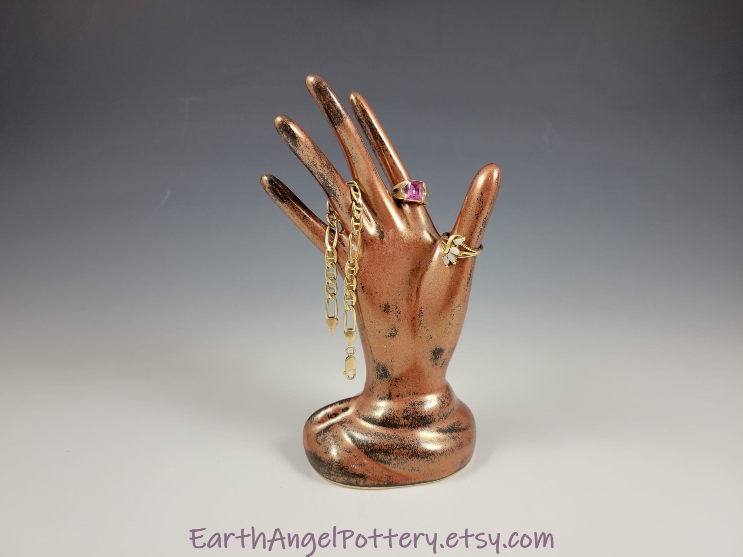 Ceramic Hand Jewelry Holder ANCIENT COPPER Jewelry Tree Ring Etsy