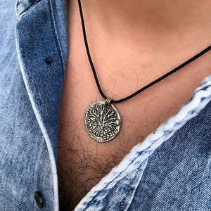 Tree of life necklace- leather necklace-spiritual gift-unisex gift-heabrw jewelry-coin necklace-tree of life coin pendant-judica jewelry
