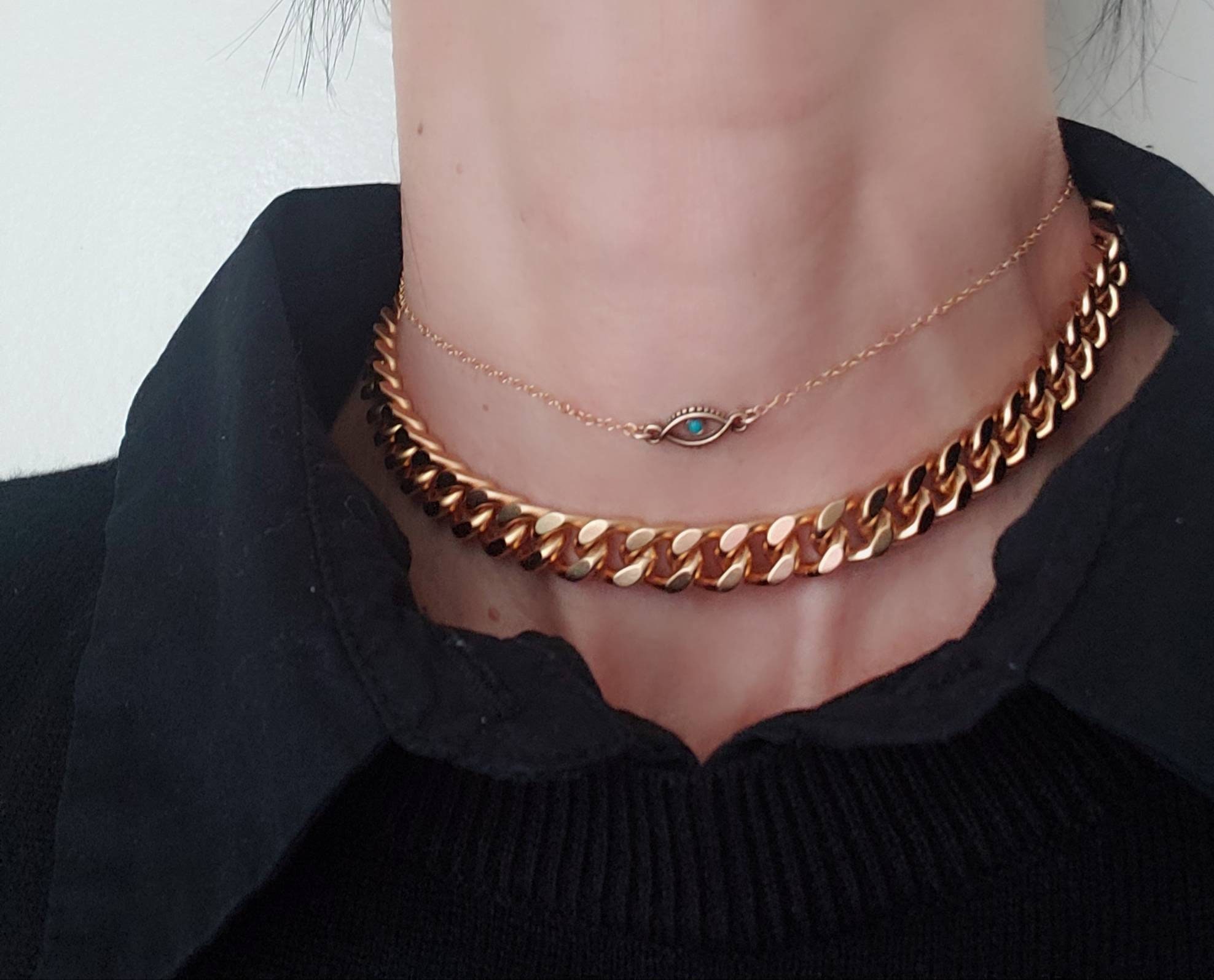 Eye Chokergold Eye Chokereye Charmlucky Charm Necklacegift Etsy