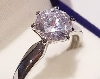 1.50 Ct Round Moissanite Engagement ring, Moissanite Diamond Ring, 925 Sterling Silver, Moissanite Promise Ring, Round Moissanite Solitaire