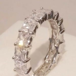 3 Ct Princess Eternity Band, Stackable rings, Bridal Wedding ring, 925 Solid Sterling, Diamond simulants, Eternity Ring, womens wedding band