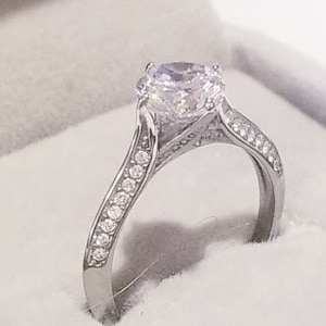 Clearance Sale! 1.50 Ct Round Solitaire CZ Engagement Bridal Promise ring Round Accent Stones Pave setting in stainless steel Travel Jewelry