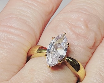 2 Ct Marquise Engagement ring - Womens Promise Ring Gold - proposal ring - wedding engagement ring - minimalist style - Dainty ring setting