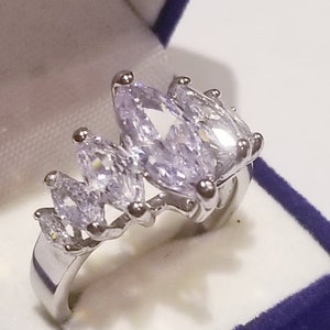 Clearance Sale 4 Ct Marquise cut 7 Stone Engagement ring or Bridal Promise ring cz stainless steel Anniversary wedding gift Travel Jewelry