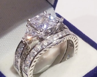 Ct Princess Cut Engagement Ring, Bridal Wedding Set, White