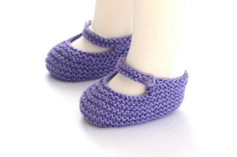 Ready to Ship Hand Knit Socks /& Booties Set for Baby Lavender Wool 0-6 Months