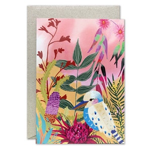 Australian Flora and Kookaburra Greeting Card-Revival