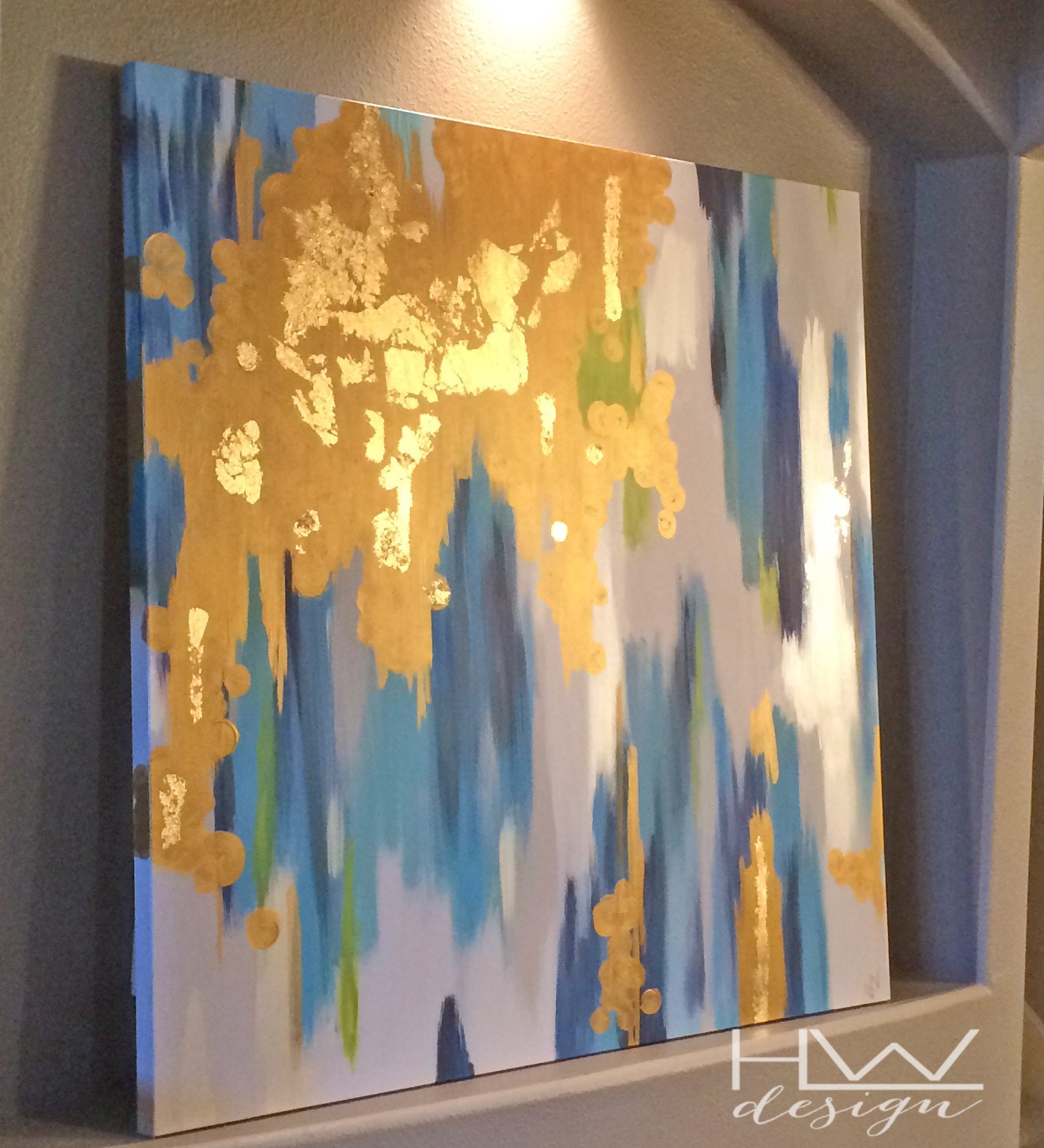 Garden Party Blues 48x48 original abstract painting on high Etsy