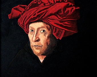 Oil painting on cardboard. "Portrait of a Man in a Red Turban".