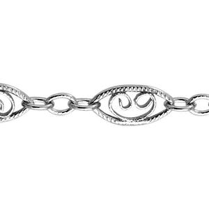 3.9 x 7.7mm Fancy Chain By the Foot - Sterling Silver (SS) Item # 307295FN