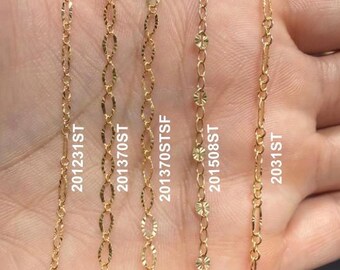 Gold Filled Starburst Pattern Chains by the Foot - 5 styles