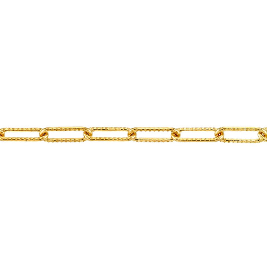 Textured Rectangular Chain by the Foot - 3.1x9mm - Gold Filled ...