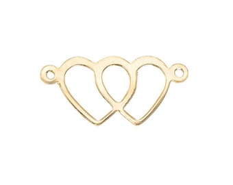 Double Cut Out Heart Connectors 8.7 x 18.1mm - (202211CN) - Gold Filled