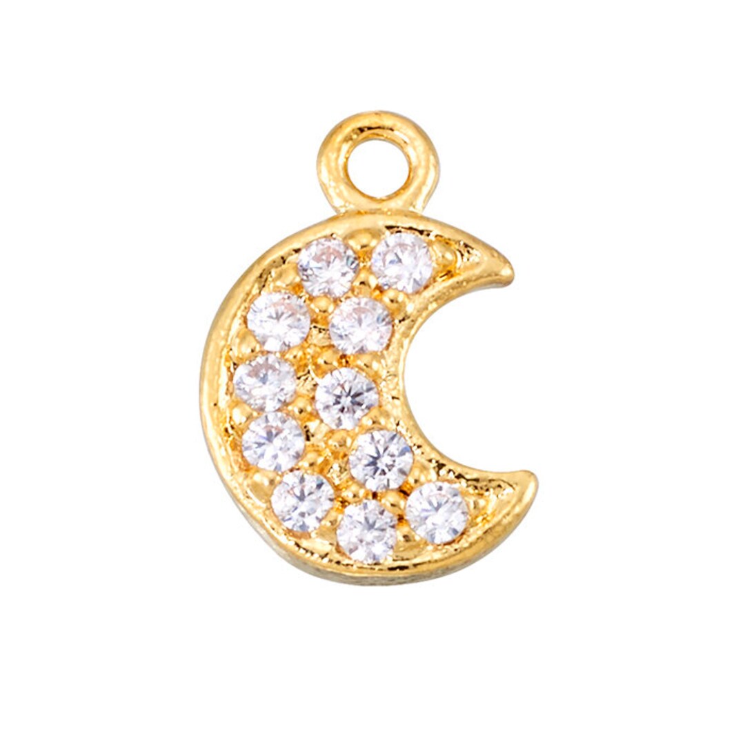 Moon Charm - 6.9 X 7.9mm W/cubic Zirconia (CZ) - Sterling