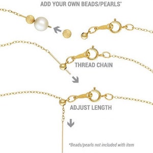 Adjustable/Expandable Add Bead 1mm Drawn Cable Chain 8" Bracelet and 22" Necklace with spring ring clasp - Gold filled #10-22-22A-S-DC