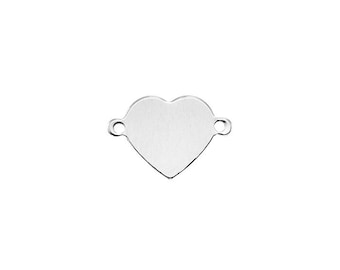 Flat Heart Connectors 7.1 x 10.5mm - (301711CN) - Sterling Silver
